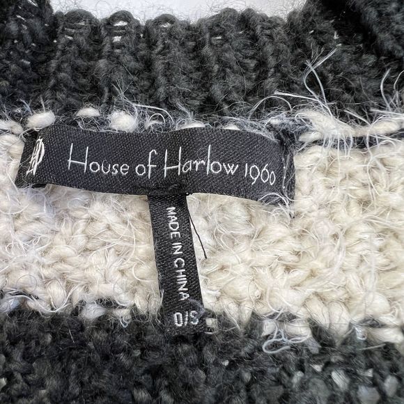 HOUSE of HARLOW 1960 Striped Cardigan Mixed Stitch Wool Sweater Women's One Size - Picture 2 of 9